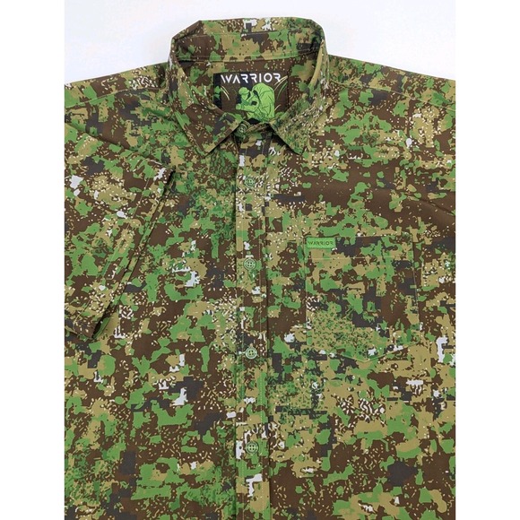 Retro Rifle Shirt Mens XL Warrior Camouflage Button Down Performance Camo - Picture 3 of 9